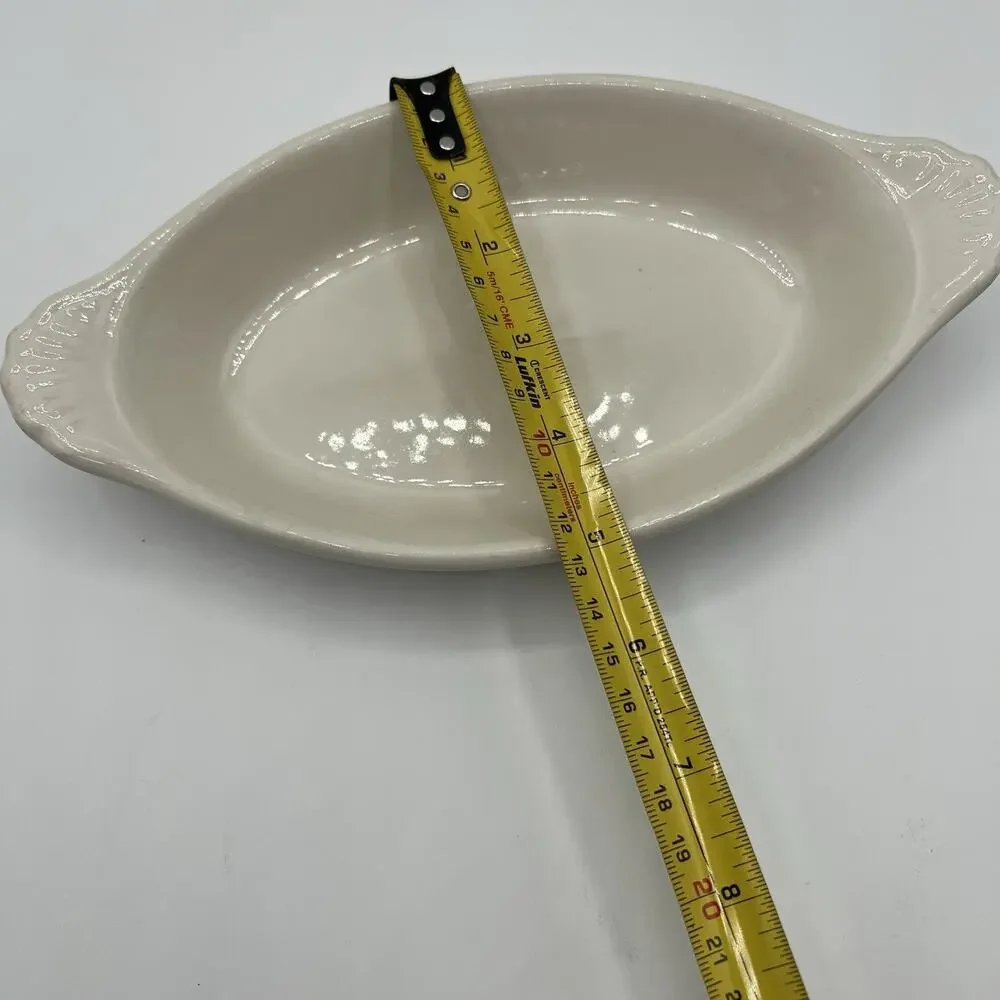 Vintage Syscoware White Ceramic Oval Au Gratin Baking Dish with Handles #5337258